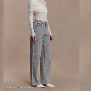 Meshki Georgette mid rise paneled denim grey